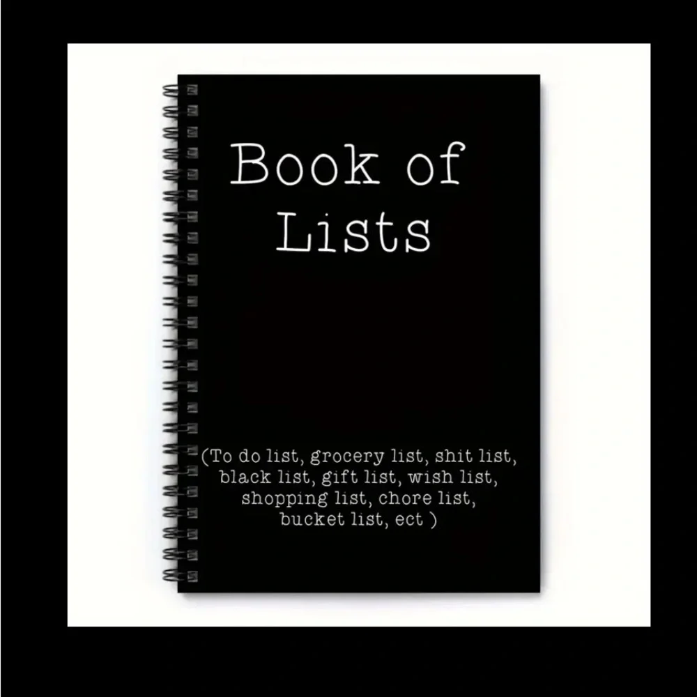Black Spiral Notebook - Humorous Book of Lists